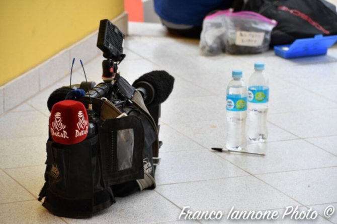 Immagine dell'attrezzatura da lavoro di Franco Iannone durante il Dakar Rally